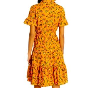 Donna Morgan Zenith Orange 🍊 Tangerine ruffle hem sz 10 cotton dress w/ pockets